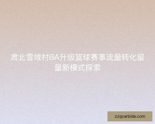 肃北雪域村BA升级篮球赛事流量转化留量新模式探索