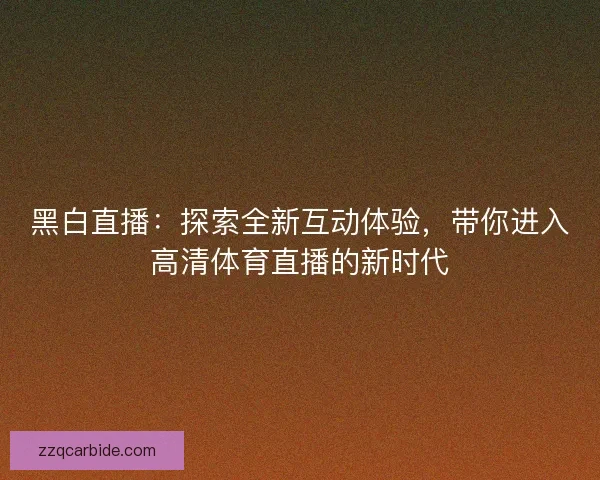黑白直播：探索全新互动体验，带你进入高清体育直播的新时代