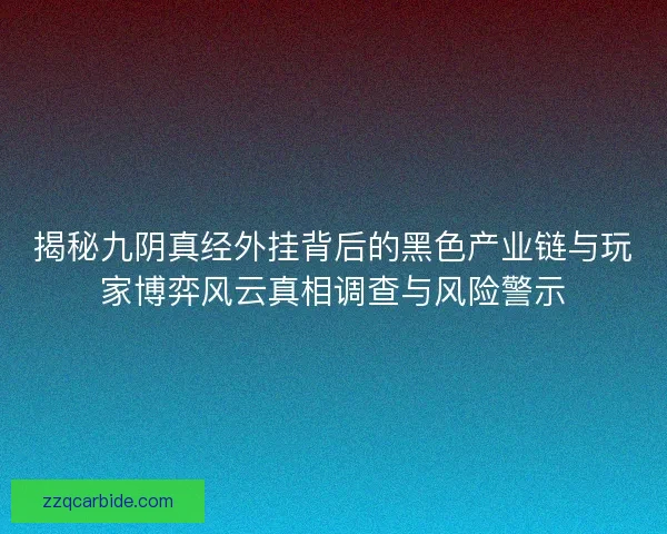 揭秘九阴真经外挂背后的黑色产业链与玩家博弈风云真相调查与风险警示