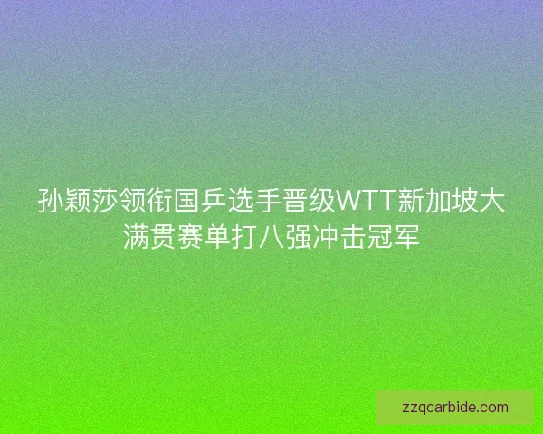 孙颖莎领衔国乒选手晋级WTT新加坡大满贯赛单打八强冲击冠军